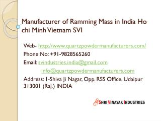 Manufacturer of Ramming Mass in India Ho chi Minh Vietnam SVI