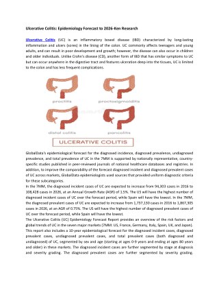 Ulcerative Colitis Market Competition, Market Size, Market Trends, Market Growth Analysis, Market Shares-Ken Research