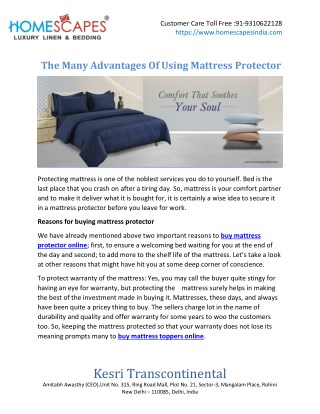 The Many Advantages Of Using Mattress Protector
