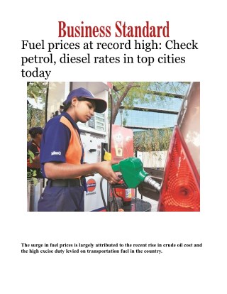 Fuel prices at record high: Check petrol, diesel rates in top cities today