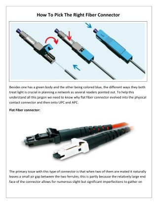 How To Pick The Right Fiber Connector