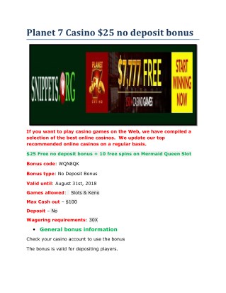 Casino Match Bonus online at snippets