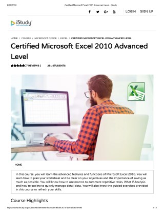 Certified Microsoft Excel 2010 Advanced Level - istudy