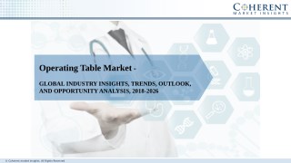 Operating Table Market to Surpass US$ 4 Billion by 2026