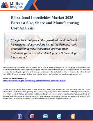 Biorational Insecticides Market Regional Analysis, Industry Growth, Size, Share, Forecast 2025