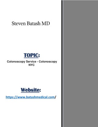 Colonoscopy Service - Colonoscopy NYC - Batash Medical MD