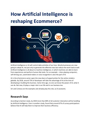 How Artificial Intelligence is reshaping Ecommerce?