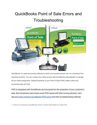 Troubleshooting Steps of QuickBooks Point of Sale Errors by PosTechie