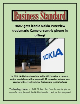 HMD gets iconic Nokia PureView trademark: Camera-centric phone in offing?