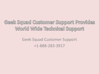 Geek Squad Customer Support Provides World Wide Technical Support- Free PDF