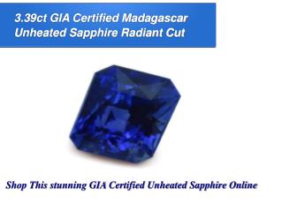 3.39ct GIA Certified Madagascar Unheated Sapphire Radiant Cut