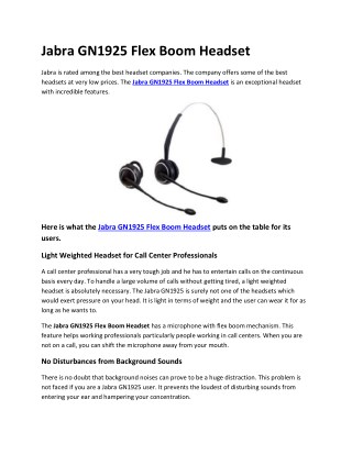 Jabra GN1925 Flex Boom Headset - GoHeadsets