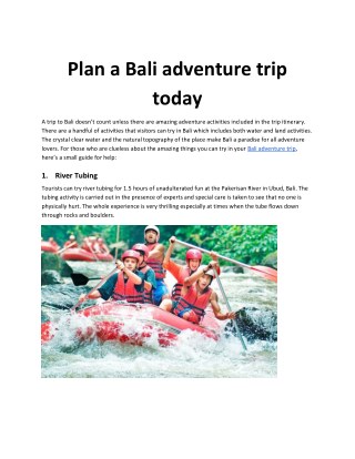 Plan a Bali adventure trip today