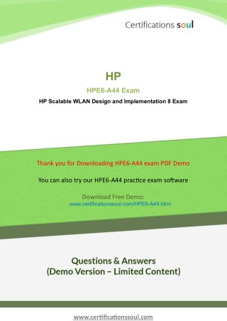 Aruba Certified Mobility Professional V8 HPE6-A44 HP Exam Dumps