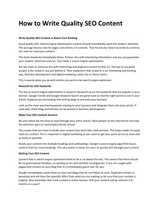 How to Write Quality SEO Content