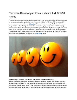 Temukan Kesenangan Khusus dalam Judi Bola88 Online