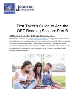 Test Takerâ€™s Guide to Ace the OET Reading Section: Part B