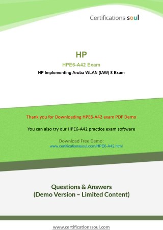 Aruba Certified Mobility Associate V8 HPE6-A42 HP Practice Test