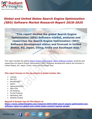 Global and United States Search Engine Optimization (SEO) Software Market Research Report 2018-2025