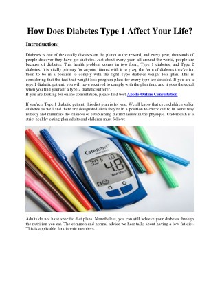 How Does Diabetes Type 1 Affect Your Life? | Diabetes Treatment in India Apollo Hospitals