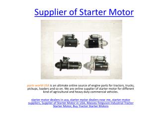Supplier of Starter Motor