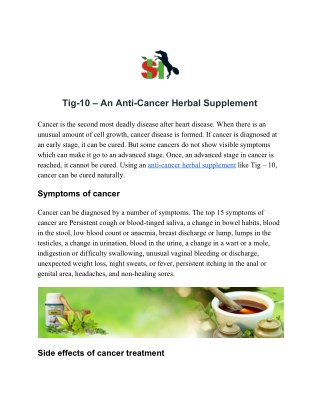 Tig-10 â€“ An Anti-Cancer Herbal Supplement