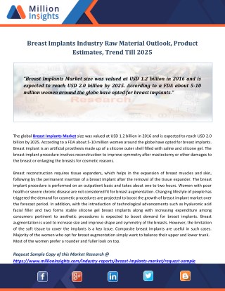 Breast Implants Industry Raw Material Outlook, Product Estimates, Trend Till 2025