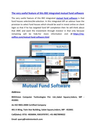 The very useful feature of this BSE integrated mutual fund software