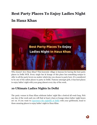 Best Party Places To Enjoy Ladies Night In Hauz Khas