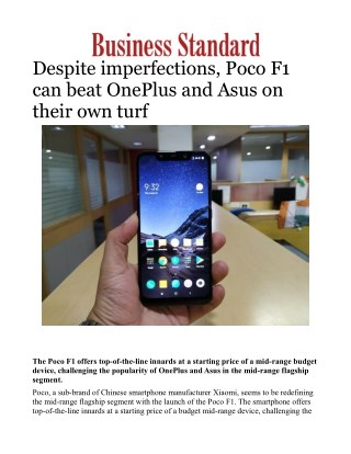 Despite imperfections, Poco F1 can beat OnePlus and Asus on their own turfÂ 