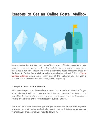 Reasons to Get an Online Postal Mailbox