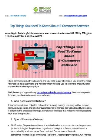 Top Things You Need To Know About E-Commerce Software