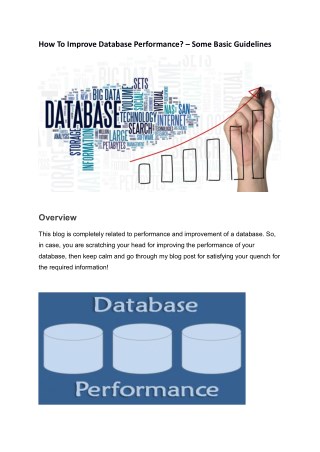 How To Improve Database Performance? â€“ Some Basic Guidelines