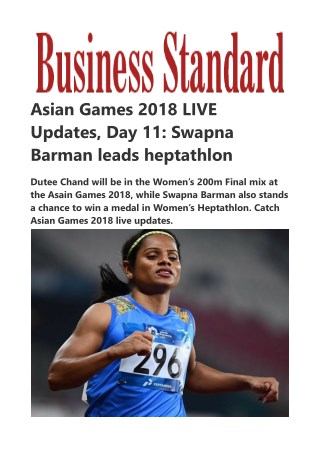 Asian Games 2018 Live Updates on Day 11 of India today's events at 18th Asian Games 2018