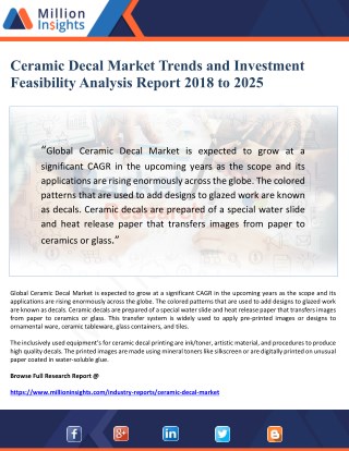 Ceramic Decal Market Trends and Investment Feasibility Analysis Report 2018 to 2025