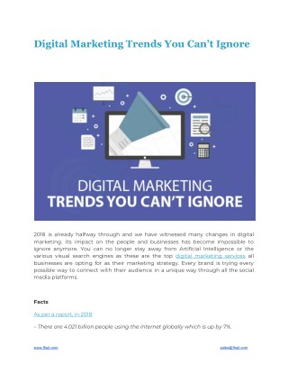 Digital Marketing Trends You Canâ€™t Ignore