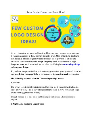 Latest Creative Custom Logo Design Ideas !