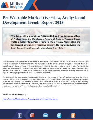 Pet Wearable Market Overview, Analysis and Development Trends Report 2025