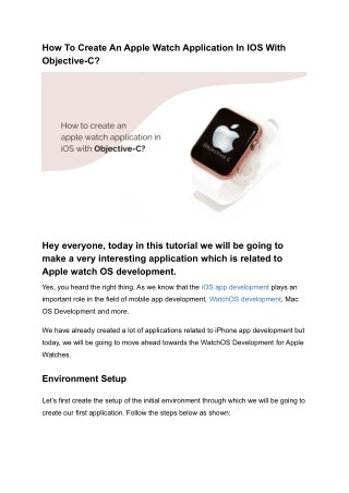 How To Create An Apple Watch Application In IOS With Objective-C?
