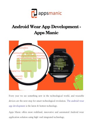 Android Wear App Development - Apps Manic
