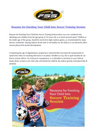 Reasons for Enroling Your Child Into Soccer Training Session