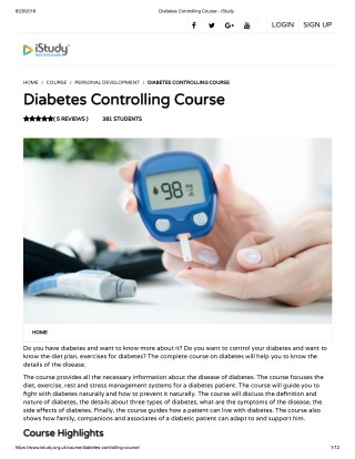 Diabetes Controlling Course - istudy