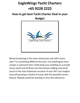 Get The Best Yacht Deals