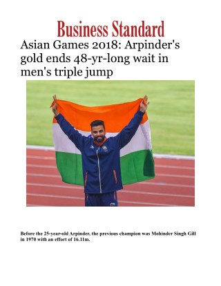 Asian Games 2018: Arpinder's gold ends 48-yr-long wait in men's triple jumpÂ 