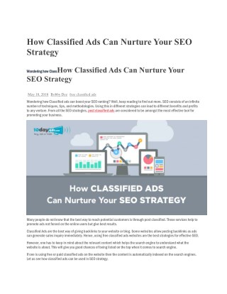 How Classified Ads Can Nurture Your SEO Strategy