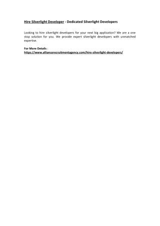 Hire Silverlight Developer - Dedicated Silverlight Developers