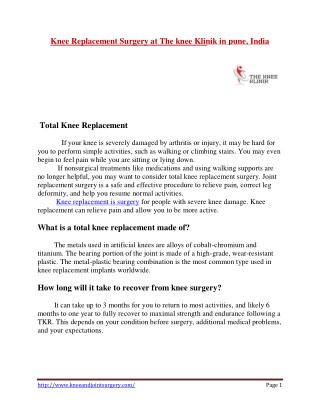 Knee Replacement Surgery in Pune| Joint Surgery| Dr Anshu Sachdev