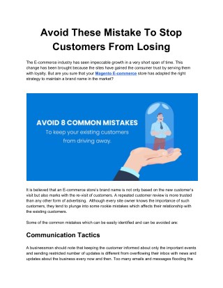 Avoid These Mistake To Stop Customers From Losing