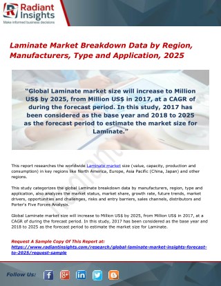 Laminate Market Breakdown Data by Region, Manufacturers, Type and Application, 2025