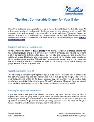 The Most Comfortable Diaper for Your Baby